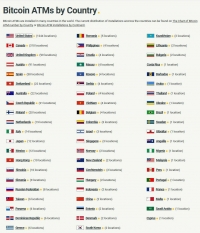 لیست کشورهایی که خودپرداز بیتکوین دارند